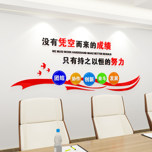 办公室装饰企业文化3d立体墙贴纸员工激励志标语公司会议背景布置