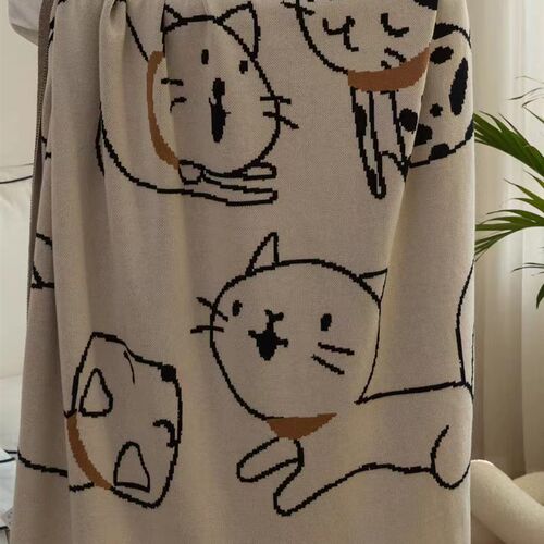 领养之家/小猫咪高档纯棉盖毯素色沙发巾床尾毯床