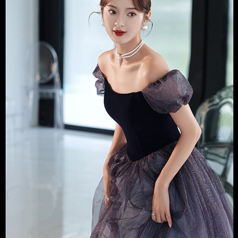 秋冬晚礼服女2023新款宴会气质轻奢纱裙成人礼质感法式高端主持人