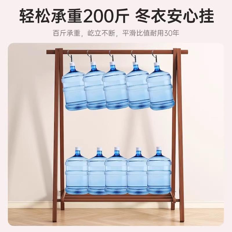 拉车实木衣架落地卧室挂衣架挂衣家用室内挂衣服架子衣帽架木质晾