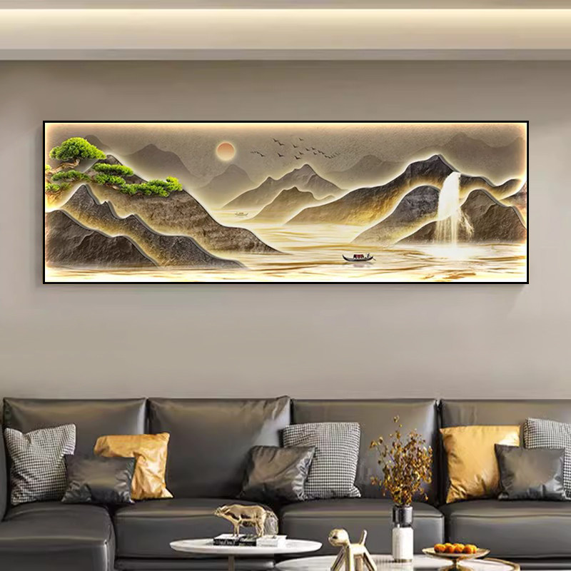 客厅背靠金山手工贴钻十字绣风景水晶钻石画全贴流水生财自己贴钻