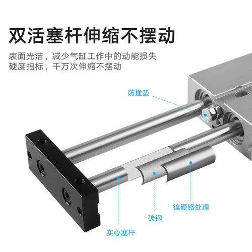TDA32双杆双轴气缸TN32/40X10X20X40X50X75x30X200小型气动大推力