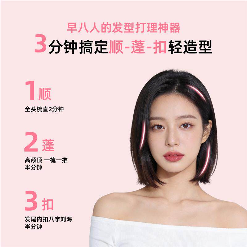直发梳负离子恒温不伤发女生蓬松高颅顶宿舍便携卷直发器生日礼物