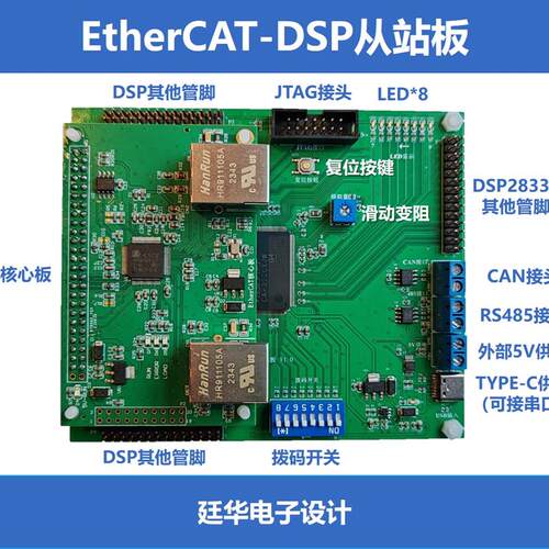 EtherCAT开发板 DSP28335+ET1100/AX58100/LAN9252 CAN/485接口