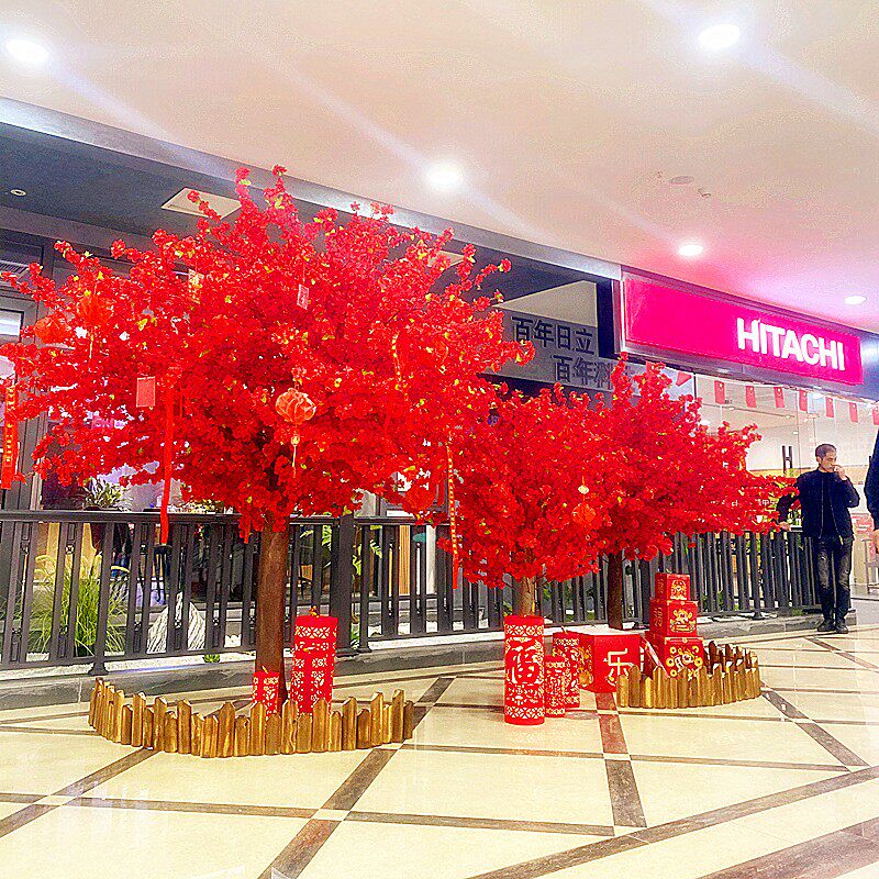 仿真桃花树假桃树室内外装饰商场新年大型许愿树红包祈福树梅花树