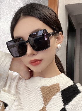 2022新款网红大框黑框遮阳圆脸偏光墨镜女级感眼镜潮方形太阳镜