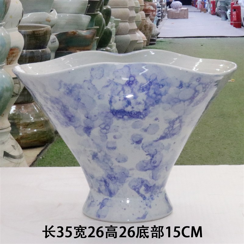 景德镇陶瓷花盆瓶高级青花瓷轻奢中式大号口径蕙花专用绿植花盆器
