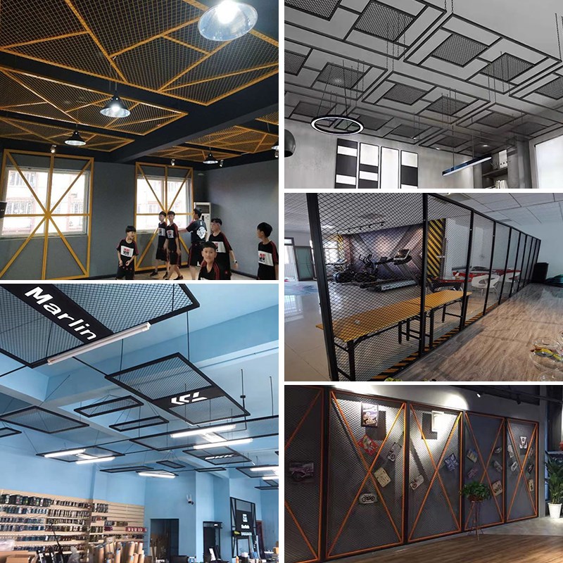 隔断吊顶网格大孔网片铁丝网吊顶铁艺屏风隔断装饰工业风网格背景