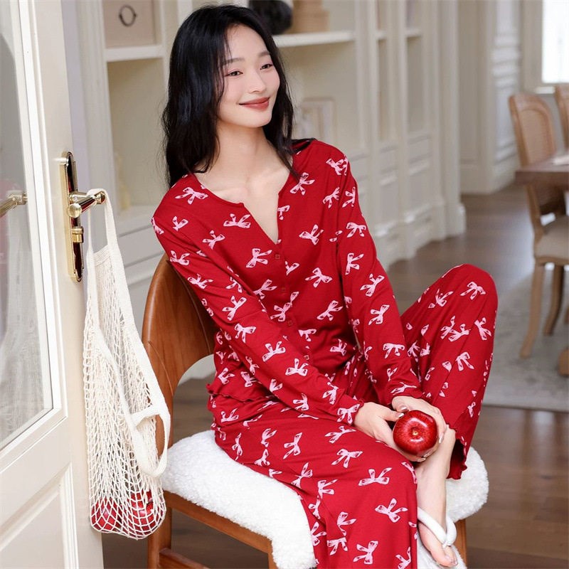 2026春季云朵棉睡衣女士长袖长裤宫廷风蕾丝花边宽松家居服套装a2