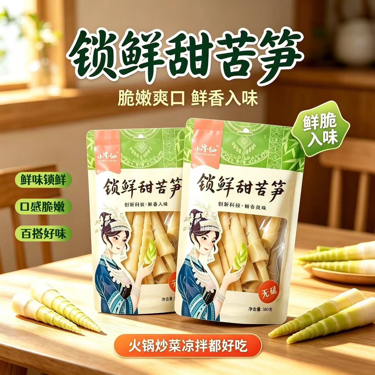 兴文好物小馋仙锁鲜甜苦笋嫩新鲜笋尖笋干宜宾农家特产图片