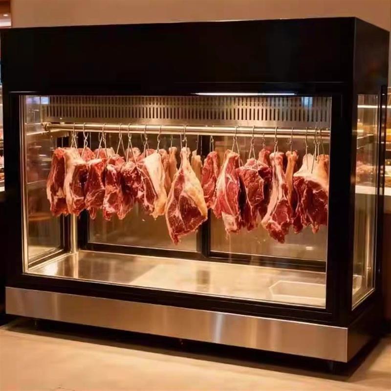 台面冷藏式鲜肉四面玻璃款挂肉柜风冷商用牛肉羊肉排酸冷藏展示柜