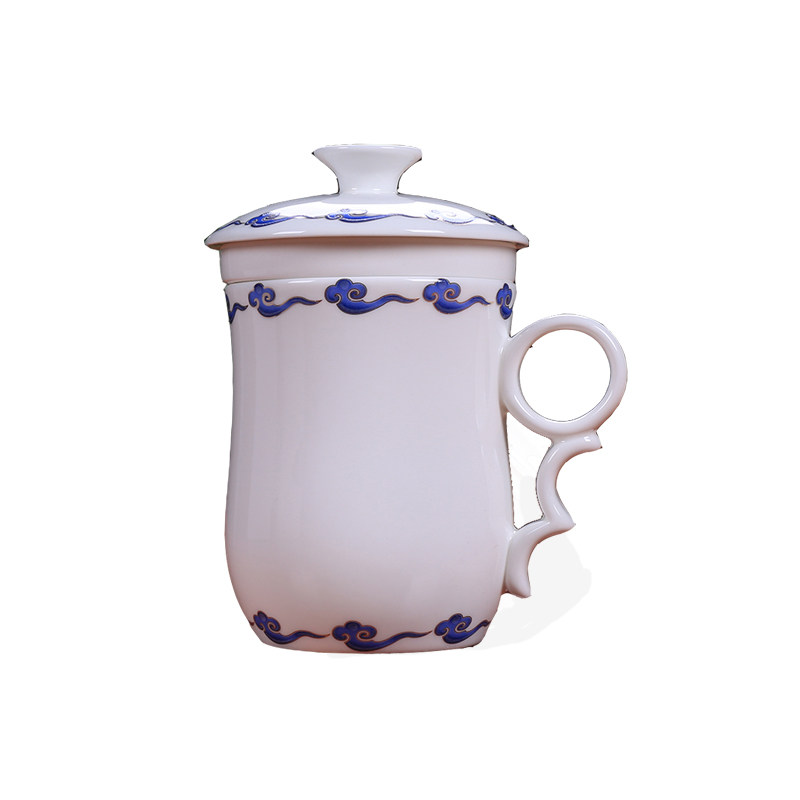 海洋贝瓷 过滤茶杯带盖陶瓷茶杯泡茶具办公室口杯养生杯包邮