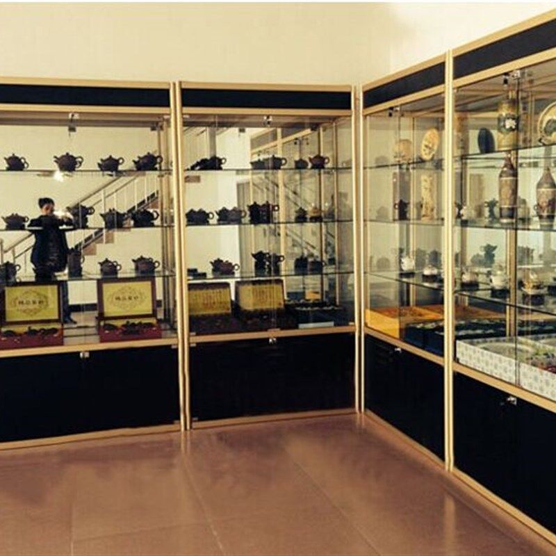沈阳钛铝合金展柜展示架精品货架玻璃柜台珠宝手机模型饰品展示柜