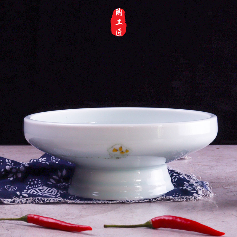 酒店用品青瓷冷菜高脚果盘碗个性意境菜创意餐具农家乐特色餐具盘
