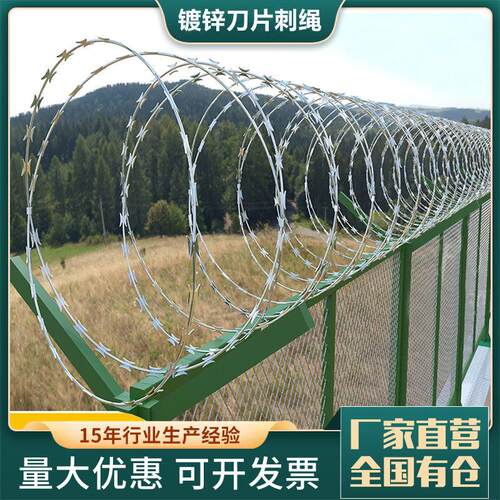 刀片刺绳防护网不锈钢刺丝滚笼刺网带刺铁丝防盗防爬刺围墙防爬网