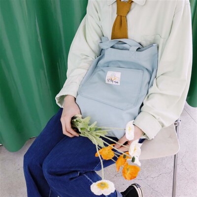 三号黑店 春款大容量原创薄款印花口袋单肩烂片退散帆布包 21/03