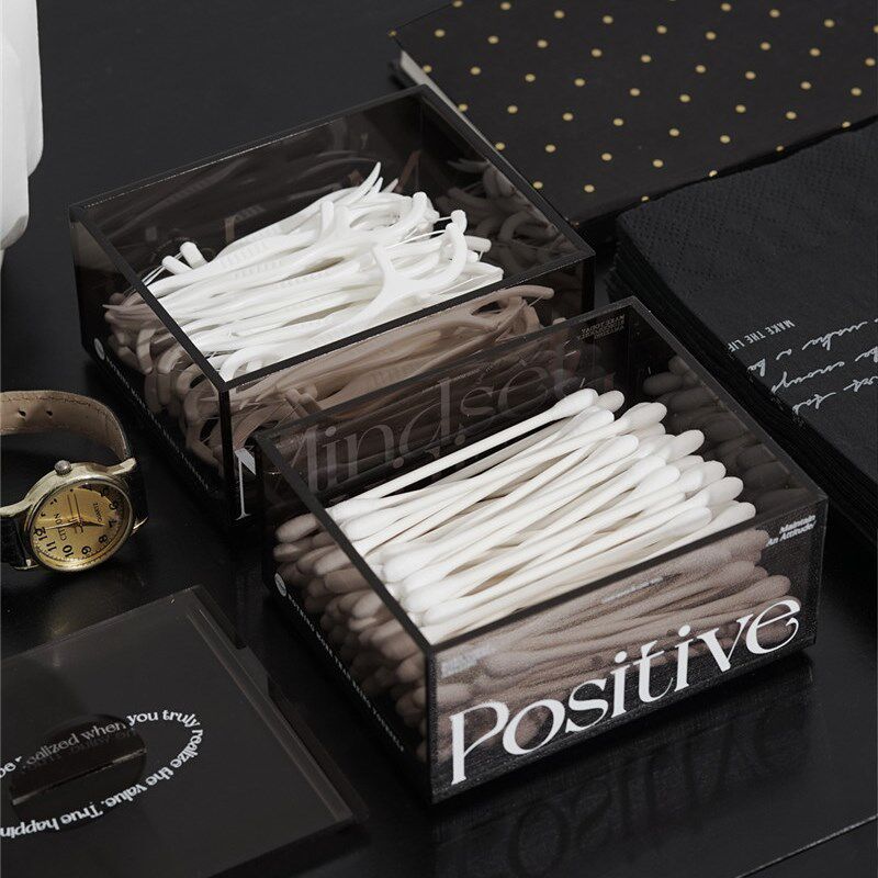 Easygood现代简约牙签盒亚克力牙线棉签收纳盒创意棉签筒高颜摆件