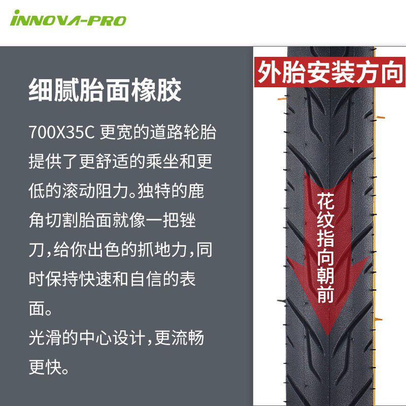 伊诺华700x28/32C黄边粉边半光头公路自行车瓜车外胎防滑防刺轮胎