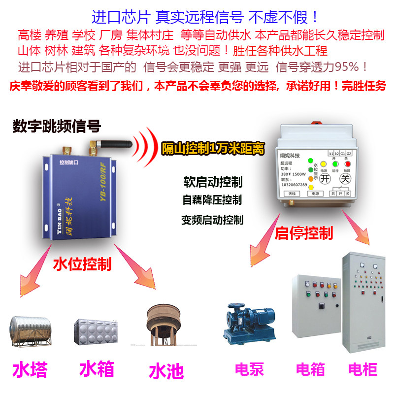 超远程无线自动抽水开关水池水位控制器遥控水泵380V三相电箱控制