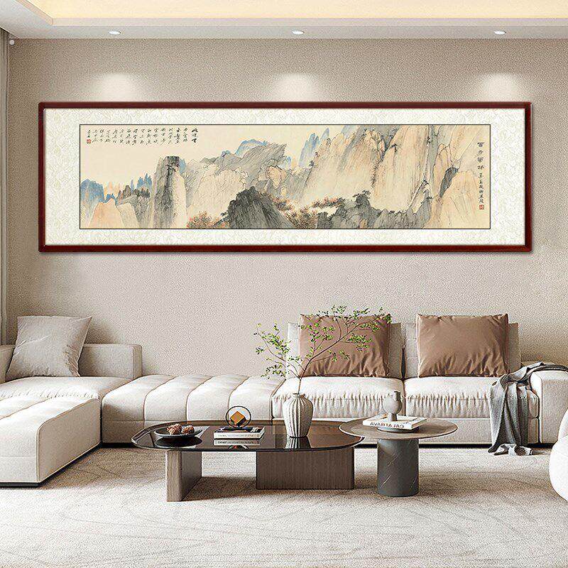 仿古山水画名家纯手绘仿张大千山水画靠山图客厅装饰画国画中式