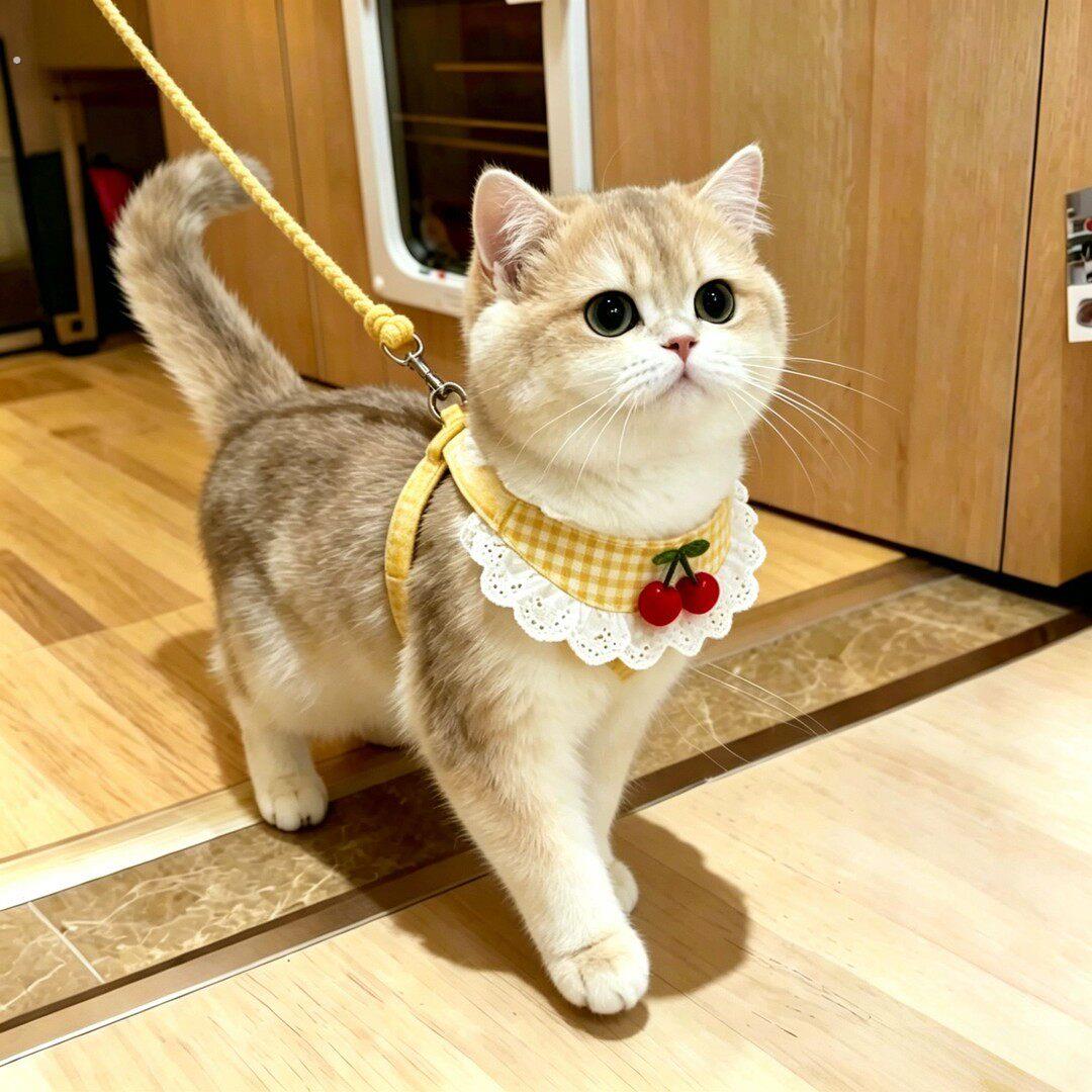宠物猫咪狗狗牵引绳可爱围兜小型犬专用胸背衣带外出遛狗绳溜猫绳