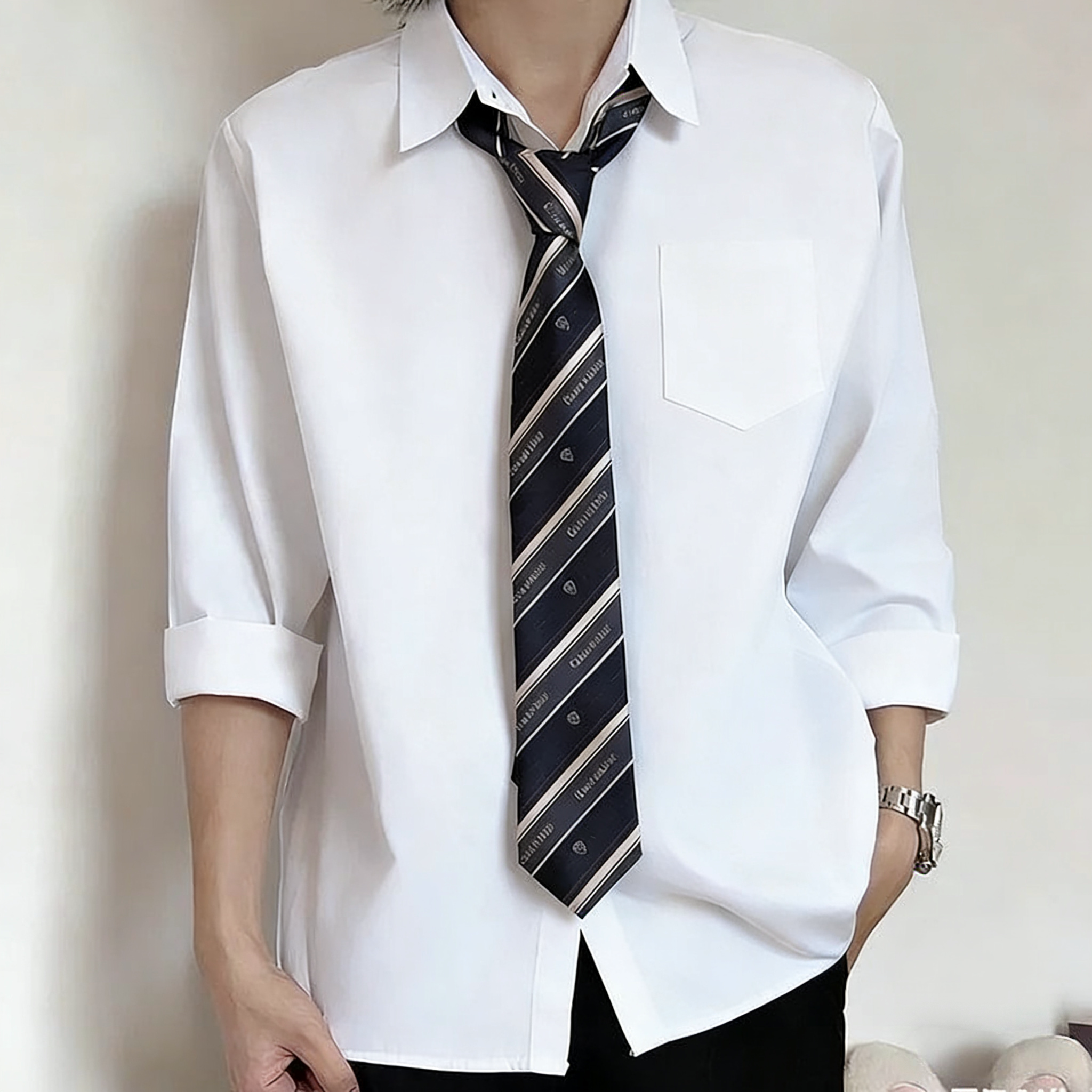 毕业表演制服男白衬衫长袖基础款图片