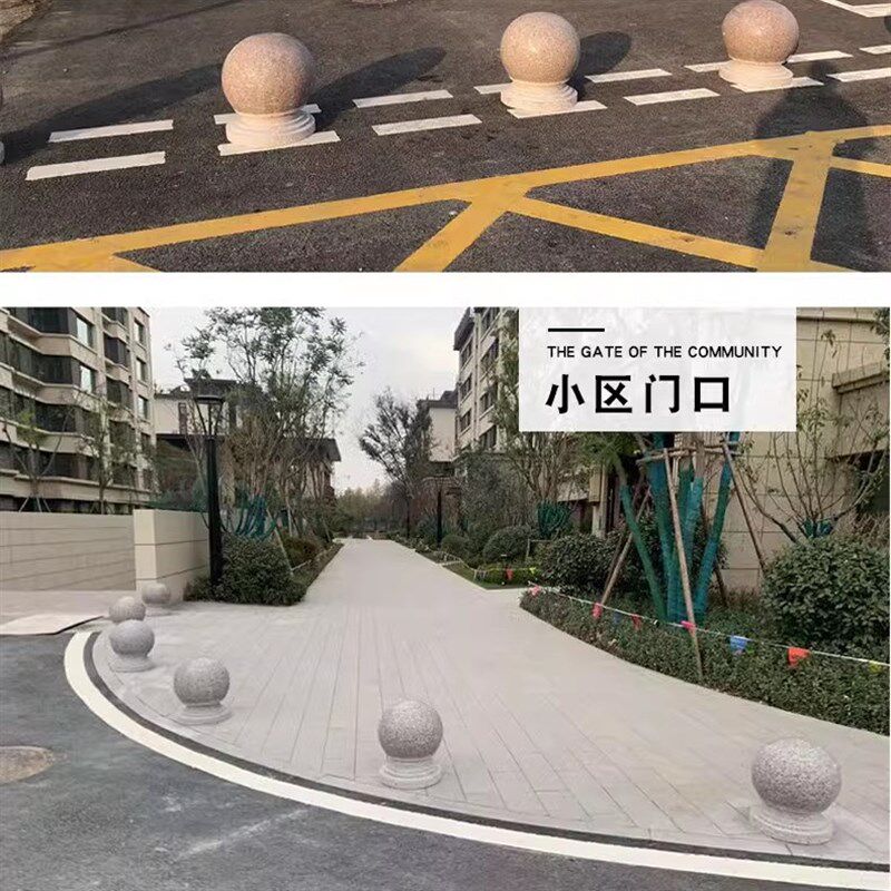 路障圆形挡车防撞花岗岩交通广场校园门口80公分石球拦路车石墩子