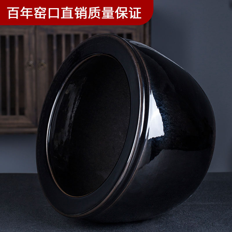 景德镇奢华亮面乌金大花盆荷花睡莲陶瓷盆水培养鱼缸土培绿植树盆