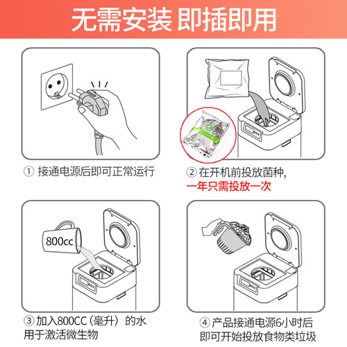 垃圾处理器厨余厨房家用食物湿垃圾生物降解肥料机粉碎机永尔佳