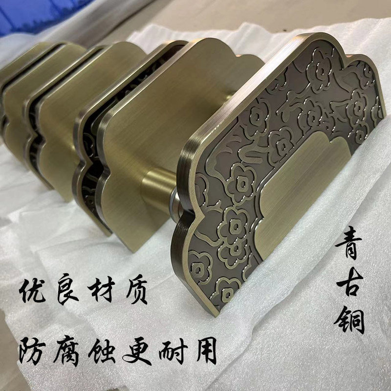 中式玻璃门拉手仿古铜大门拉手会所餐厅包房木门把手现代简约半圆