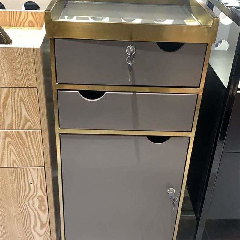 美发店工具柜发廊专用不锈钢网红理发收纳储物柜子剪发美业工具车