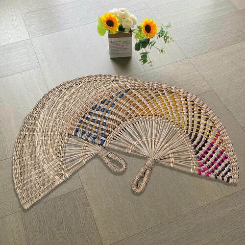 草编扇子纯手工家居日用夏日纳凉复古风手摇扇墙饰扇