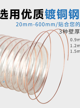 PU聚氨酯风管 耐高温钢丝伸缩软管吸尘管160 180 220 350 375 400