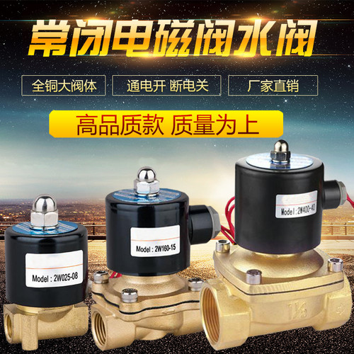 全铜2W常闭电磁阀水阀2分3分4分6分1寸2寸气阀AC220V DC24V开关阀