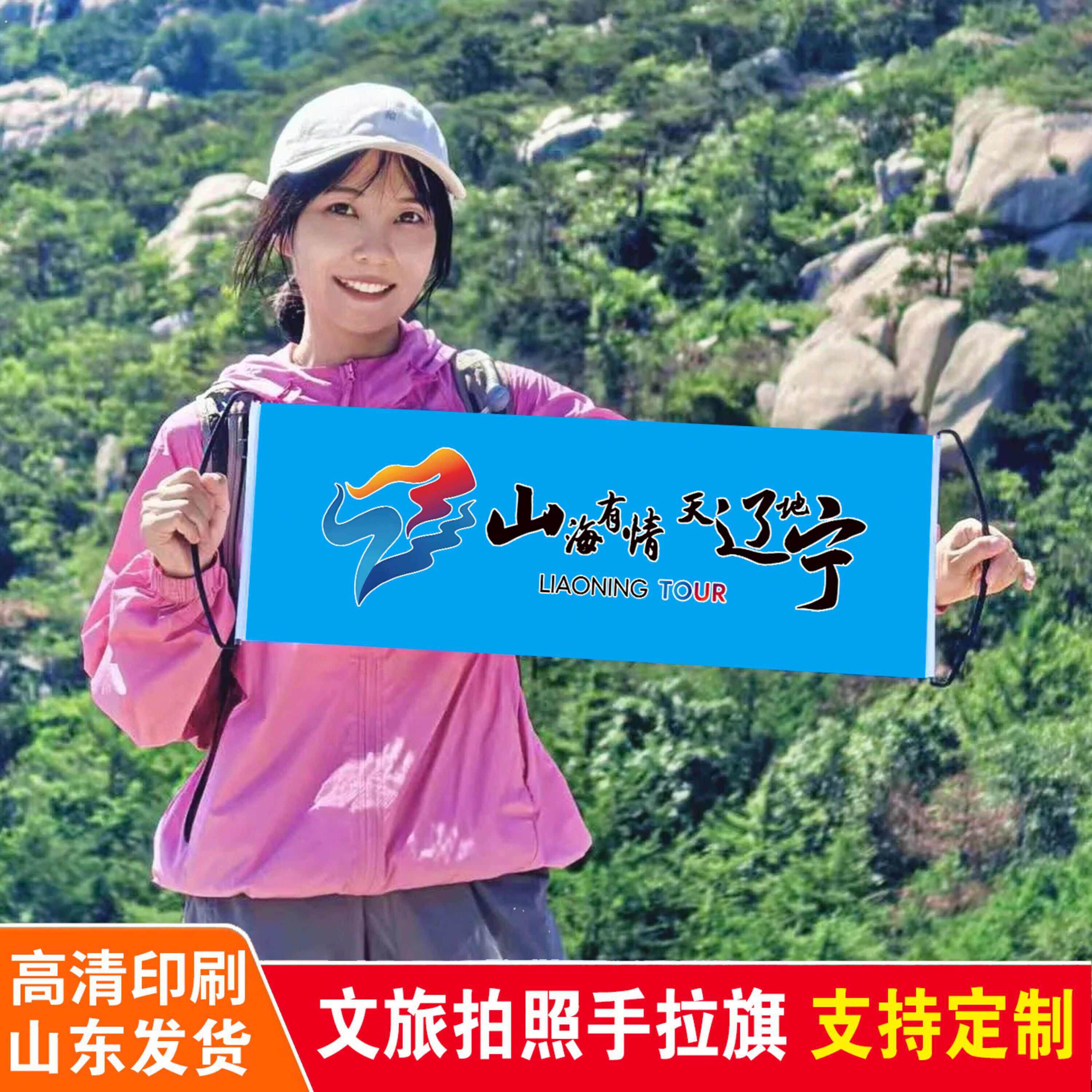 山海有情天辽地宁辽宁文旅宣传旗子手拉旗横幅帆布条自动伸缩式东