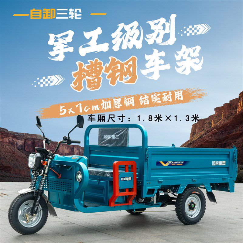 自卸电动三轮车拉货载重王新款品牌厂家国标可上牌农用货运电瓶车