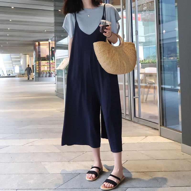 孕妇夏装套装两件套孕妇裤子夏季薄款外穿宽松阔腿裤吊带连衣裙