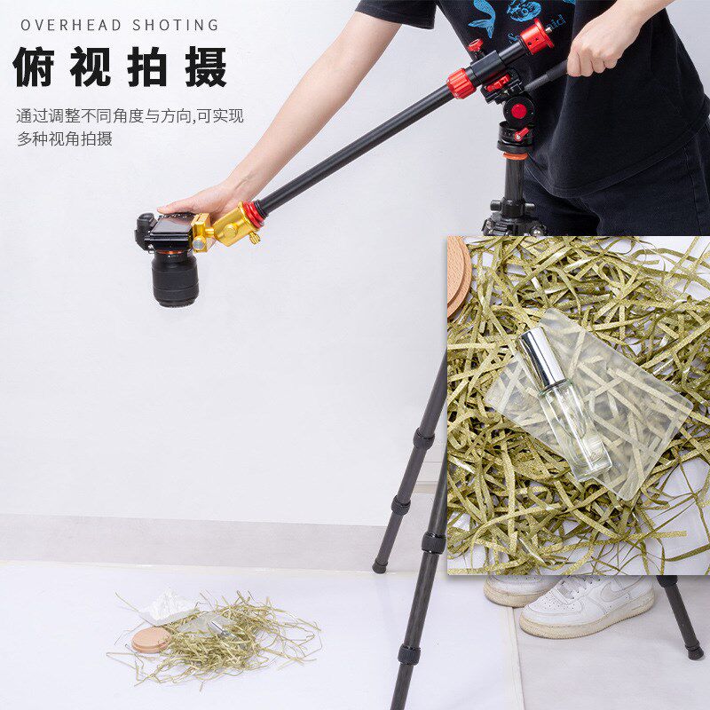 摄影二维云台360度旋转摄像三脚架液压云台滑轨俯拍杆云台套装