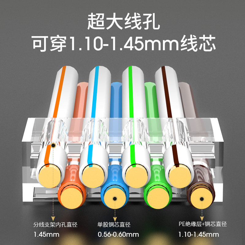 万级八类水晶头万兆超六七类RJ45网线接头屏蔽大线孔8P8C网络连接
