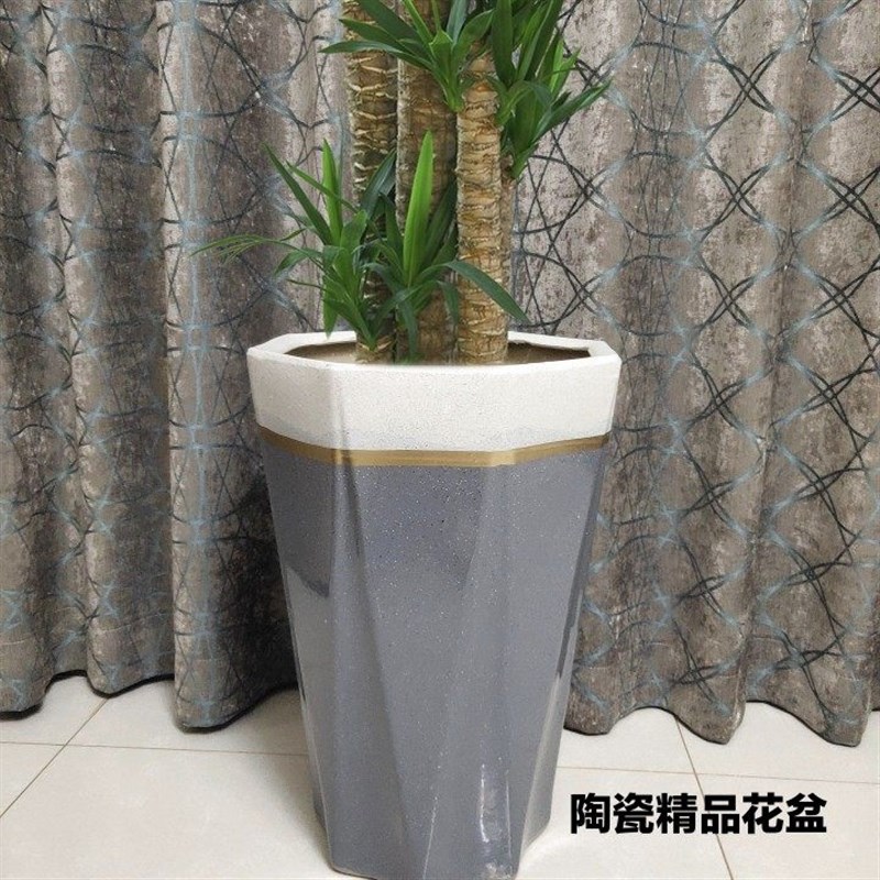 厂家高筒大号大口径陶瓷花盆庭院客厅阳台发财树绿植盆栽特价包邮