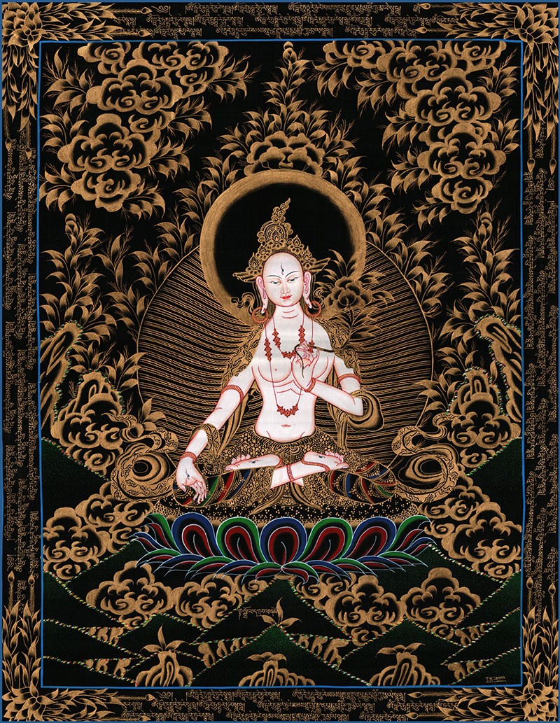 绿度母佛像描摹画白度母唐卡手绘diy 自画挂画手工描金涂色唐卡