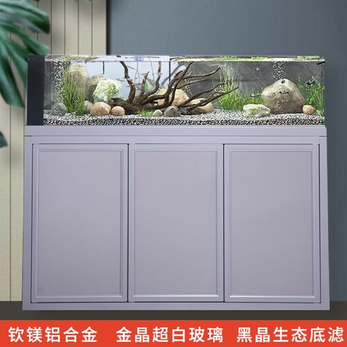 原生溪流鱼缸客厅底滤超白工业风玻璃下过滤水族箱水草缸生态海缸