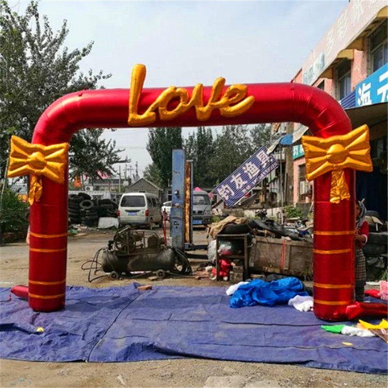 婚庆气模love小花门婚礼门亭迎宾拱门充气彩虹门结婚龙凤楼道拱门