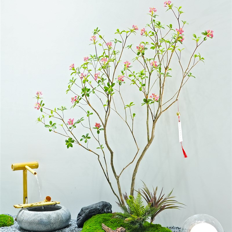 彷真绿植精品海岛春花室内装饰造景落地摆件简约植物楼梯下景观
