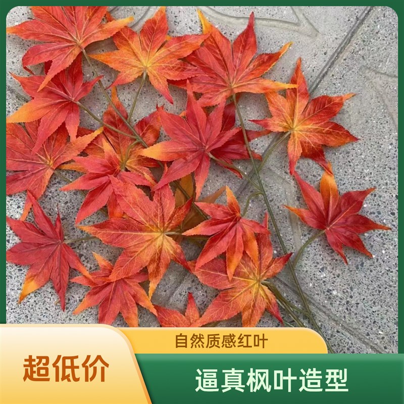 防火阻燃红枫叶子树枝假树叶仿真榕树叶银杏叶植物造景装饰仿真树