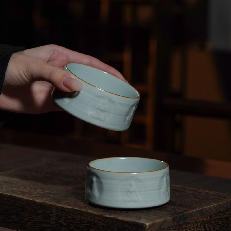 汝窑般若杯大师杯单杯复古功夫茶杯陶瓷茶杯汝瓷茶杯