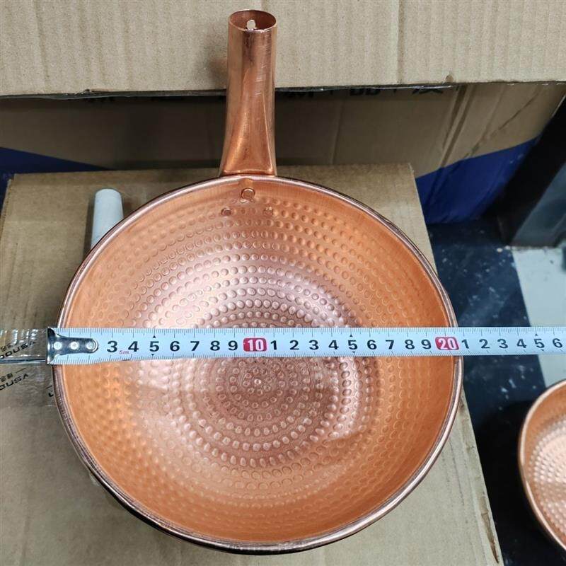 手工加厚纯紫铜云南小锅米线锅汤锅燃气小奶锅家用实木柄铜锅