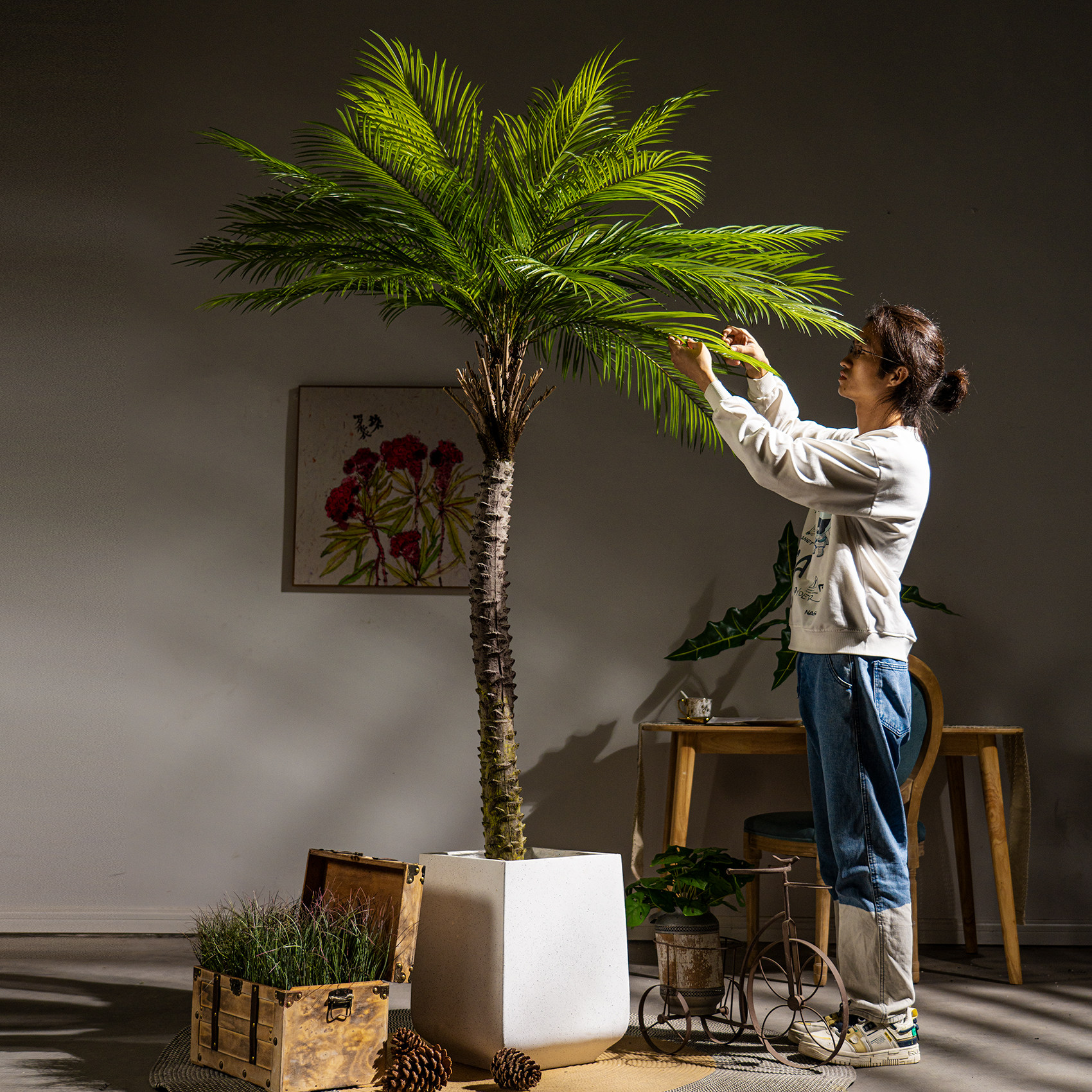 大型仿真植物假树刺葵室内仿生绿植针葵散尾葵造景观盆栽装饰摆饰