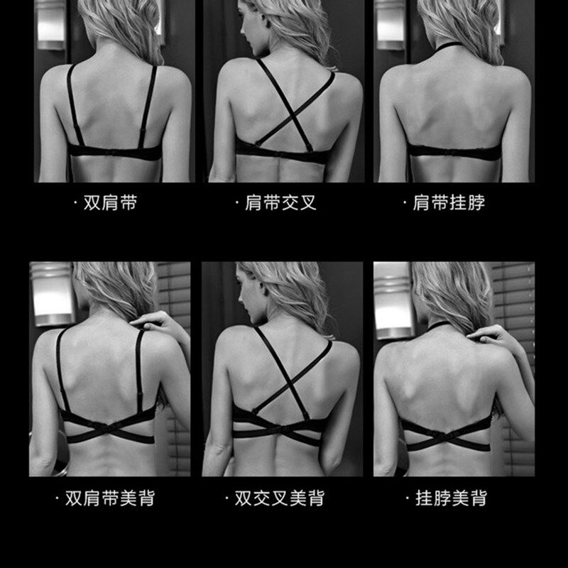深U型聚拢美背文胸低胸深V领大露背隐形内衣小胸加厚上托礼服胸罩
