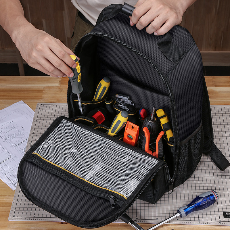 双肩工具揹包结实耐用帆布电工家政维修专用弱电工程大容量收纳男